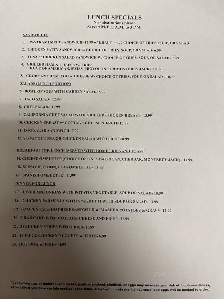 Terry's Family Restaurant - Huron East, ON menu_pic
