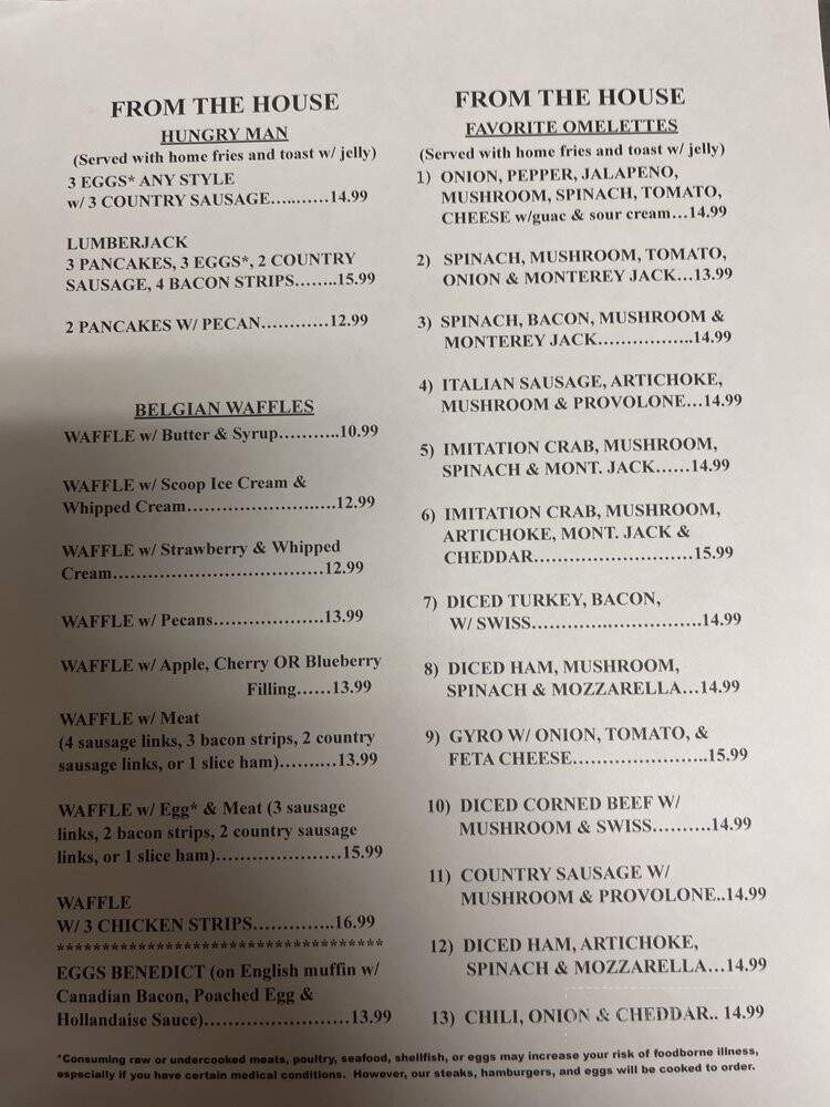 Terry's Family Restaurant - Huron East, ON menu_pic