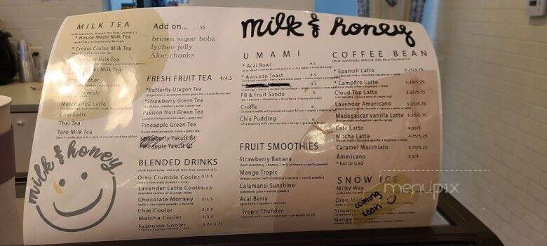 Milk & Honey - Aliso Viejo, CA menu_pic