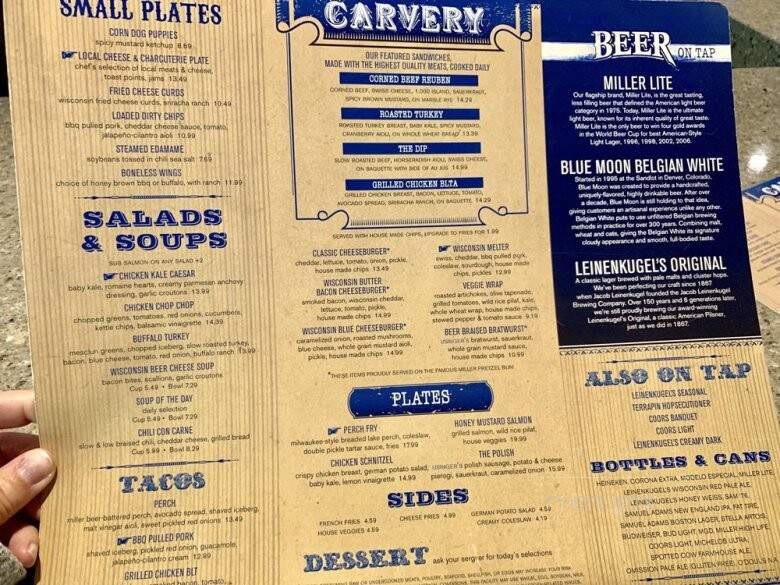 Miller Brewhouse at Mitchell International Airport - Milwaukee, WI menu_pic