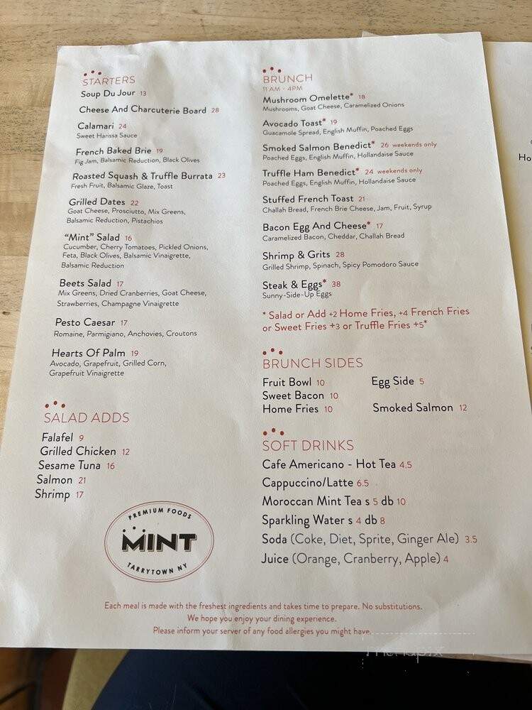 Mint Cafe - Sleepy Hollow, NY menu_pic