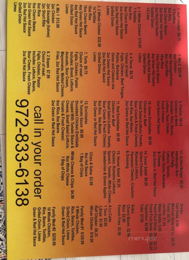 Mi Pollito - Ferris, TX menu_pic