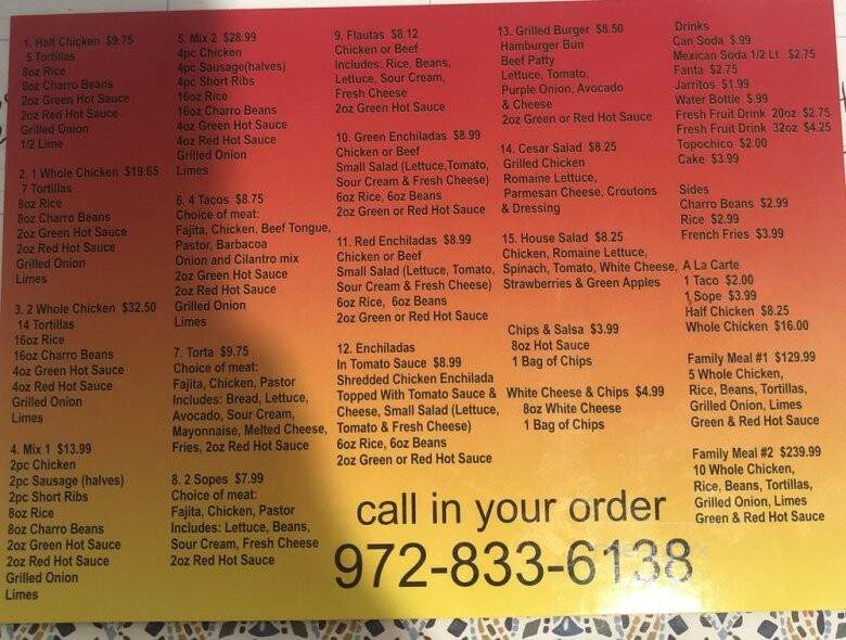 Mi Pollito - Ferris, TX menu_pic