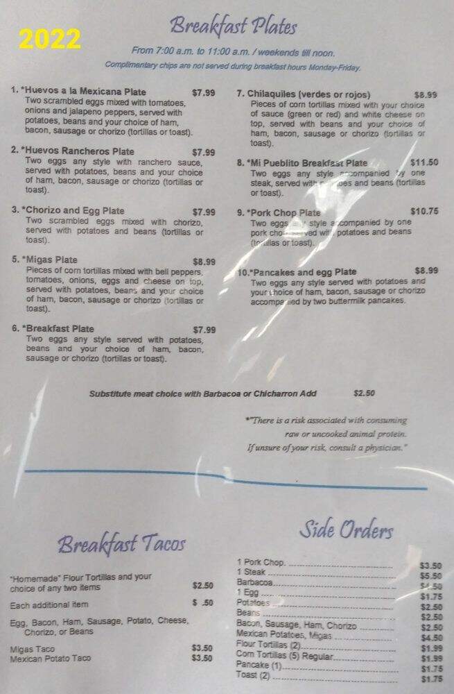 Mi Pueblito Ponce Restaurant - Bryan, TX menu_pic