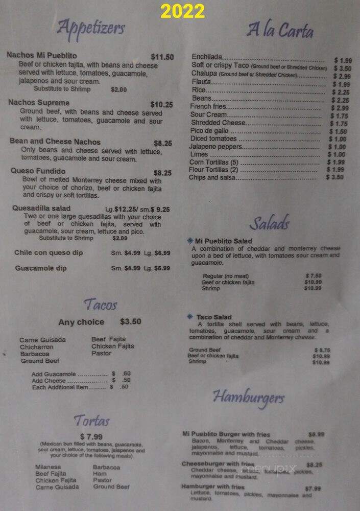 Mi Pueblito Ponce Restaurant - Bryan, TX menu_pic