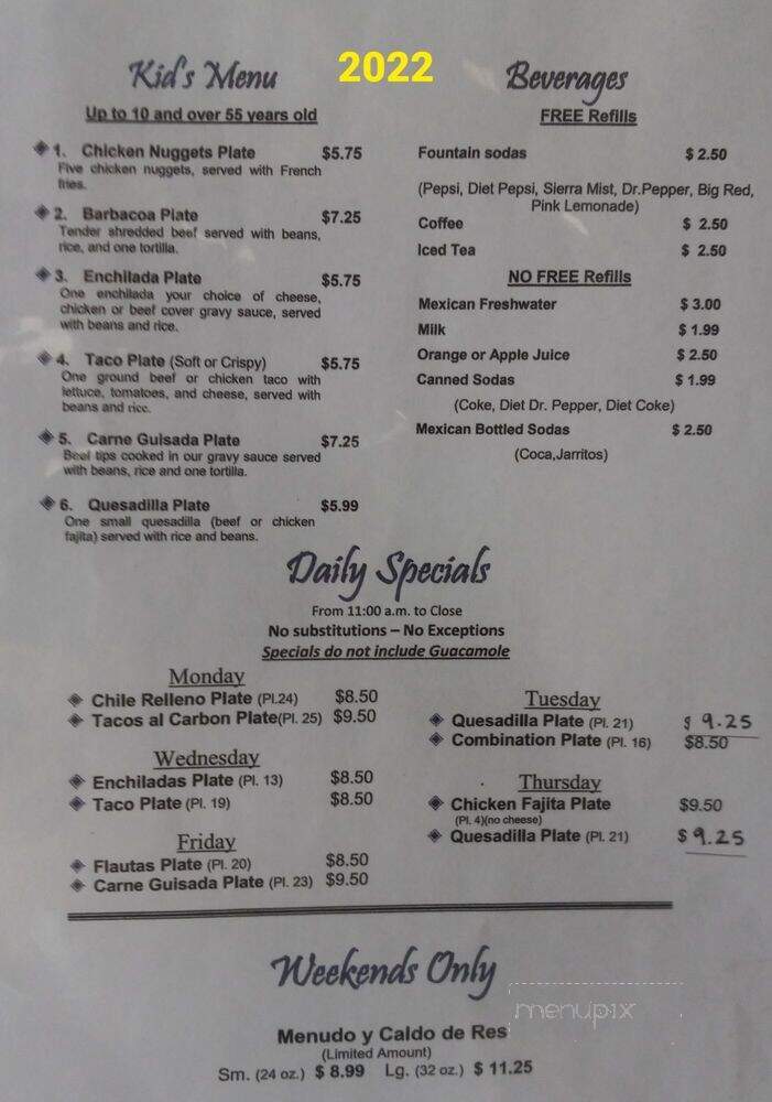 Mi Pueblito Ponce Restaurant - Bryan, TX menu_pic