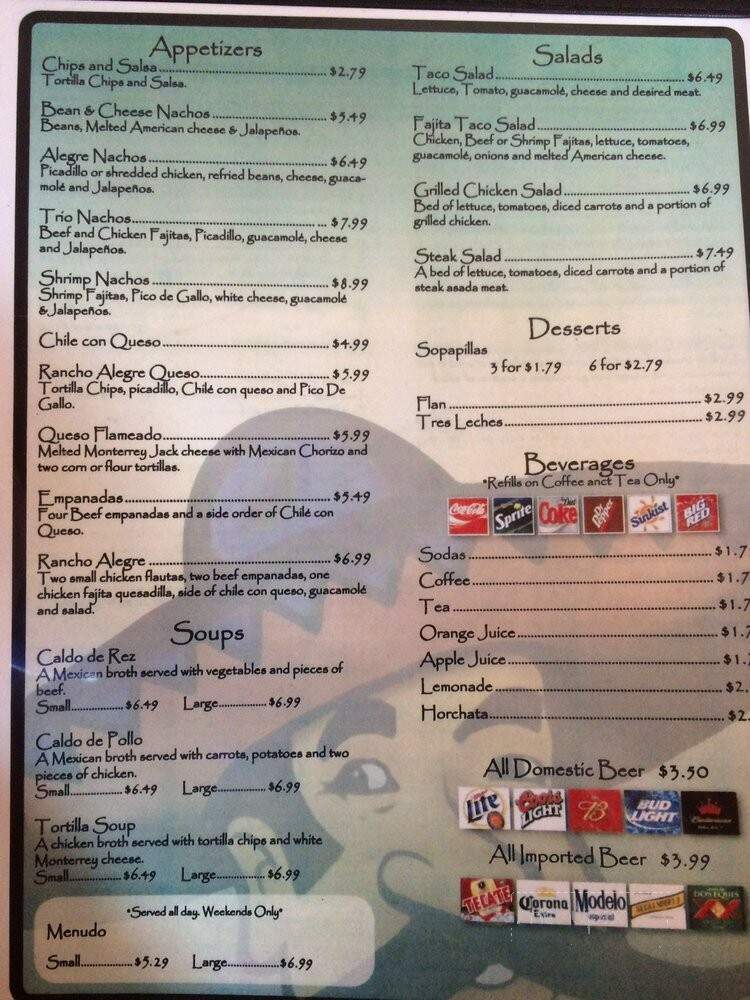 Mi Rancho Alegare Mexican - San Antonio, TX menu_pic