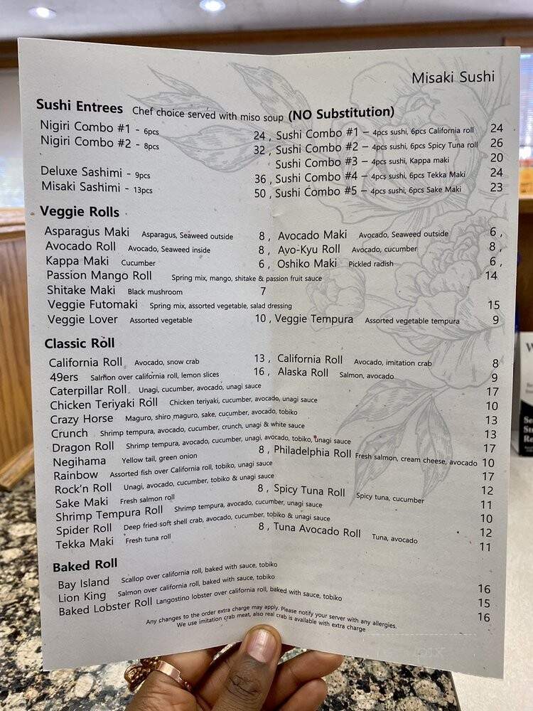 Misaki Sushi - Oakland, CA menu_pic