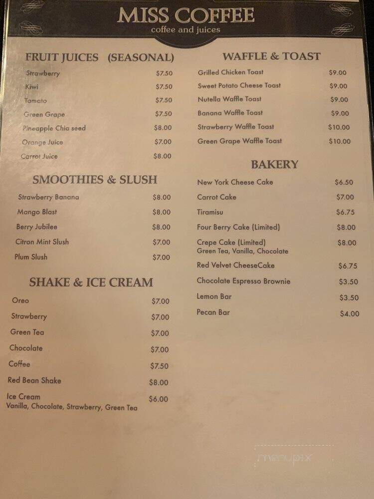 Miss Coffee - Los Angeles, CA menu_pic