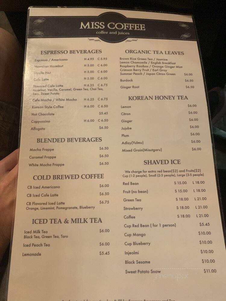 Miss Coffee - Los Angeles, CA menu_pic