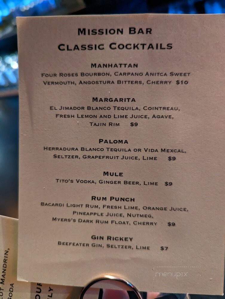 Mission Bar - San Francisco, CA menu_pic