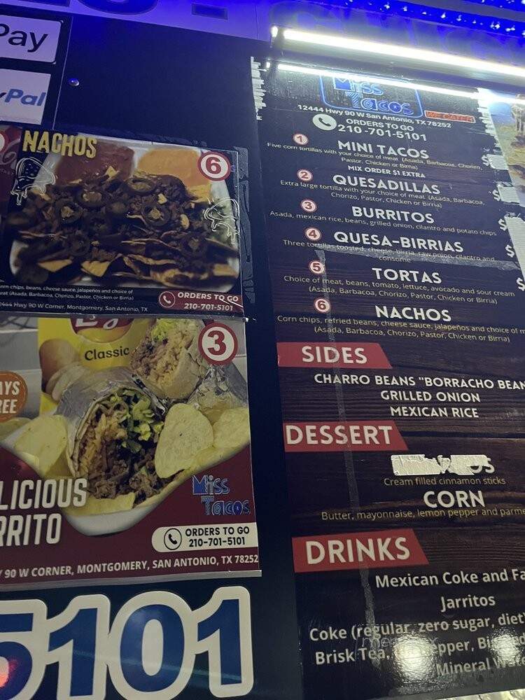 Miss Tacos - San Antonio, TX menu_pic