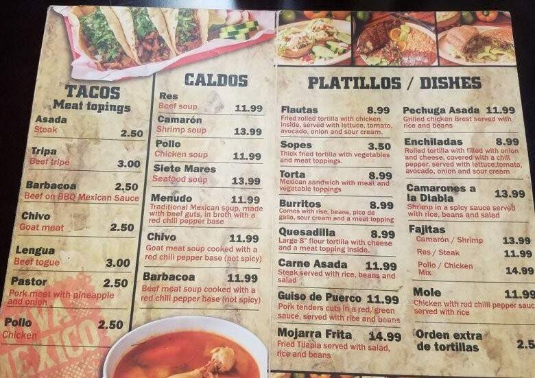 Mi Tierra - Foley, AL menu_pic