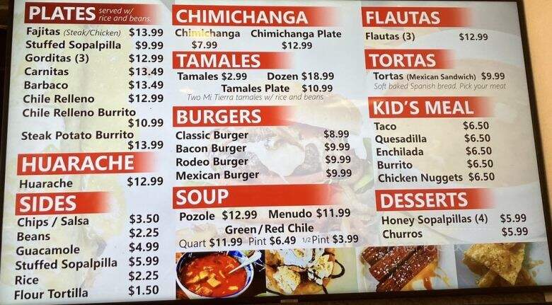 Mi Tierra Mexican Restaurant - Cheyenne, WY menu_pic