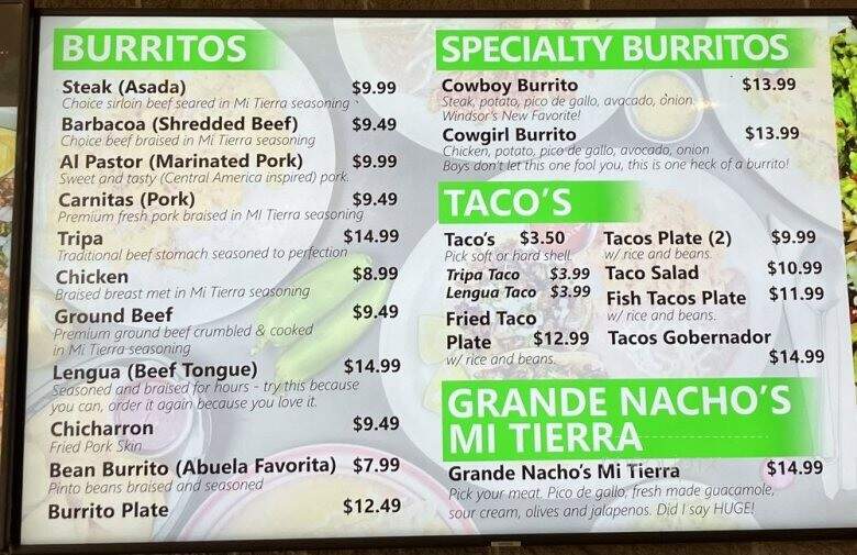 Mi Tierra Mexican Restaurant - Cheyenne, WY menu_pic
