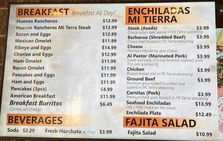 Mi Tierra Mexican Restaurant - Cheyenne, WY menu_pic