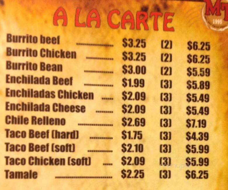 Mi Toro - Corinth, MS menu_pic