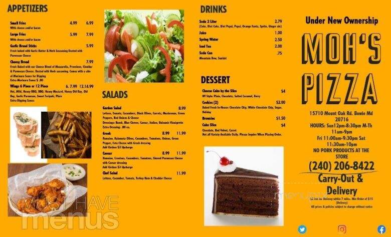 Moh's Pizza - Bowie, MD menu_pic