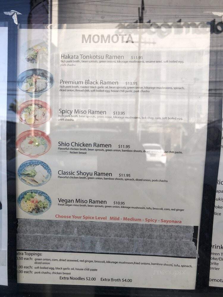 Momota Ramen House - Los Angeles, CA menu_pic