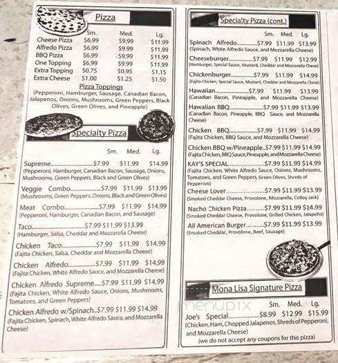 Mona Lisa Pizza - Caddo Mills, TX menu_pic