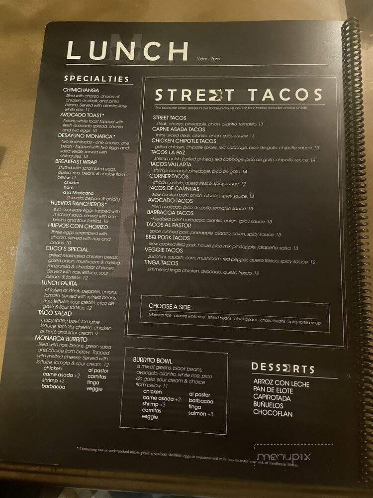 Monarca Cantina - Medina, OH menu_pic