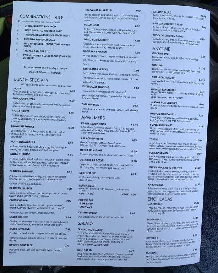 Monarca Mexican Food - Knoxville, IA menu_pic