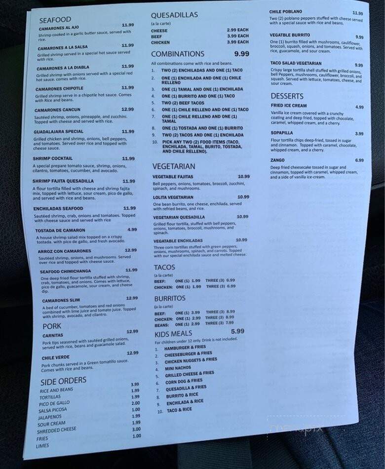 Monarca Mexican Food - Knoxville, IA menu_pic