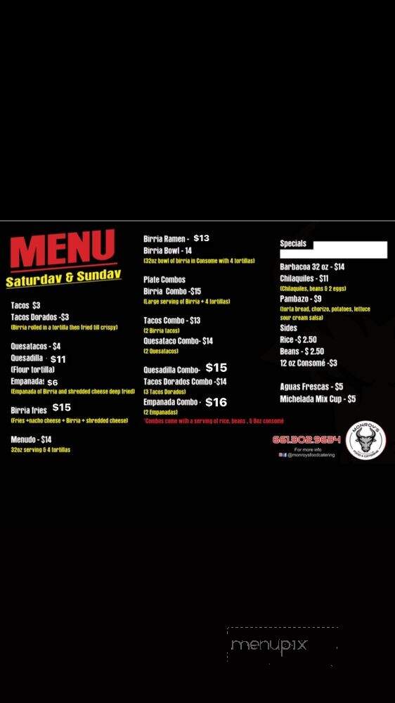 Monroy's Food and Catering - Bakersfield, CA menu_pic