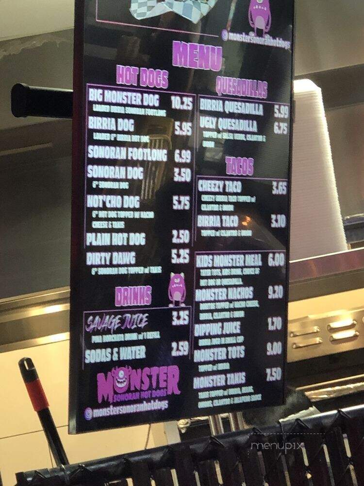 Monster Sonoran Hot Dogs - Tucson, AZ menu_pic