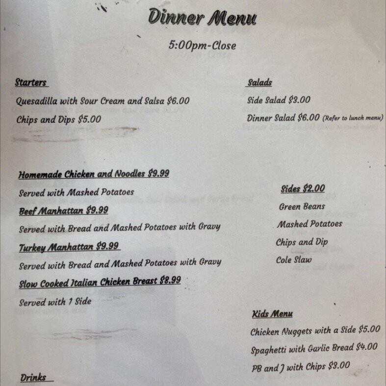 Morgantown Cafe - Morgantown, IN menu_pic