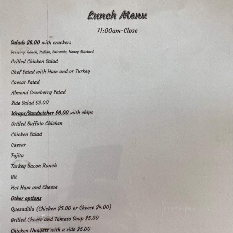 Morgantown Cafe - Morgantown, IN menu_pic
