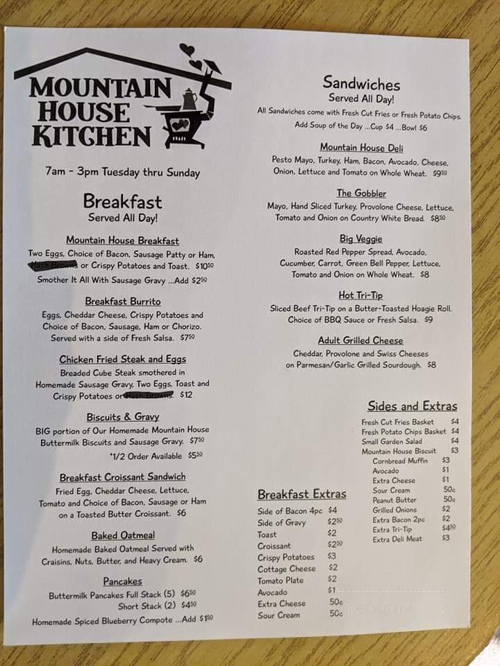 Mountain House Kitchen - Crescent, OR menu_pic