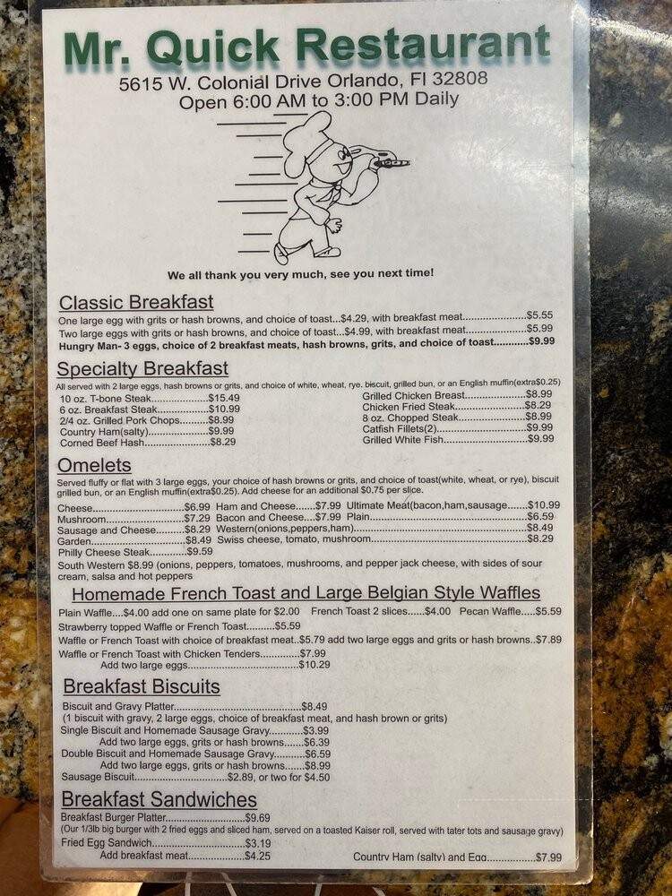 Mr Quick - Orlando, FL menu_pic