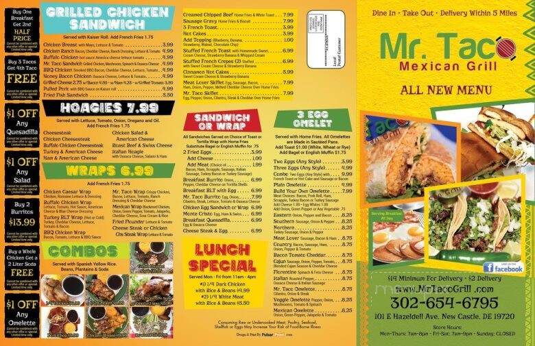 Mr. Taco Mexican Grill 2 - Wilmington, DE menu_pic