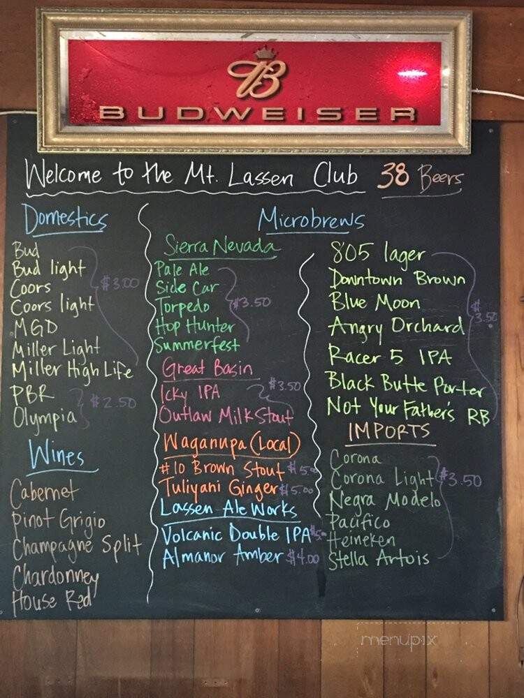 MT Lassen Club - Chester, CA menu_pic