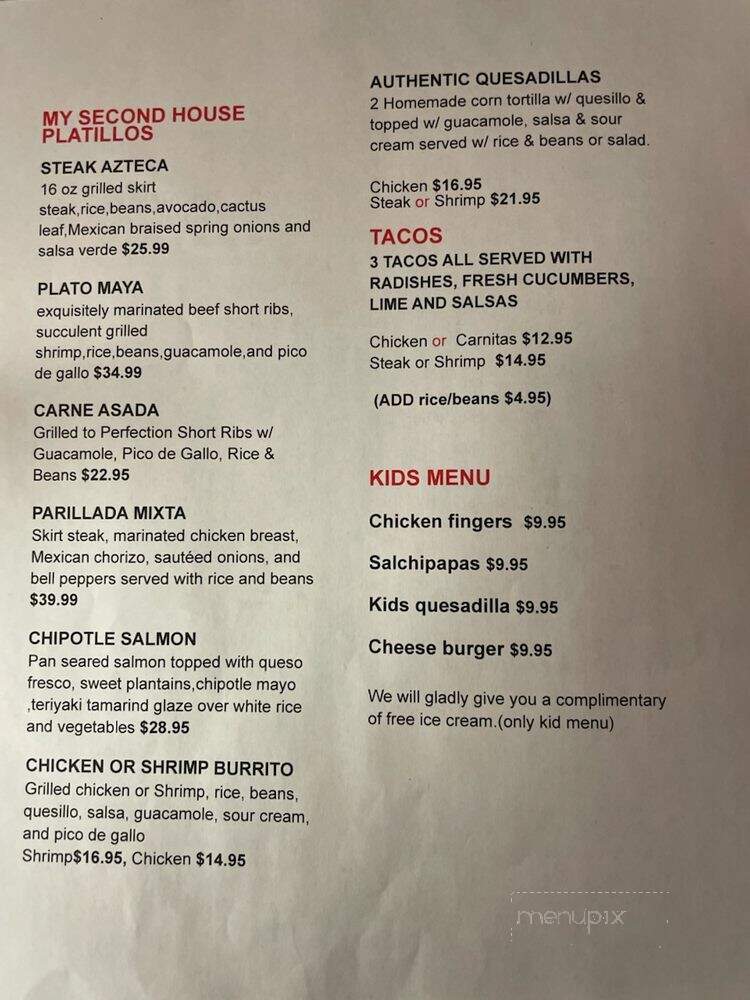My Second House - Cortlandt, NY menu_pic
