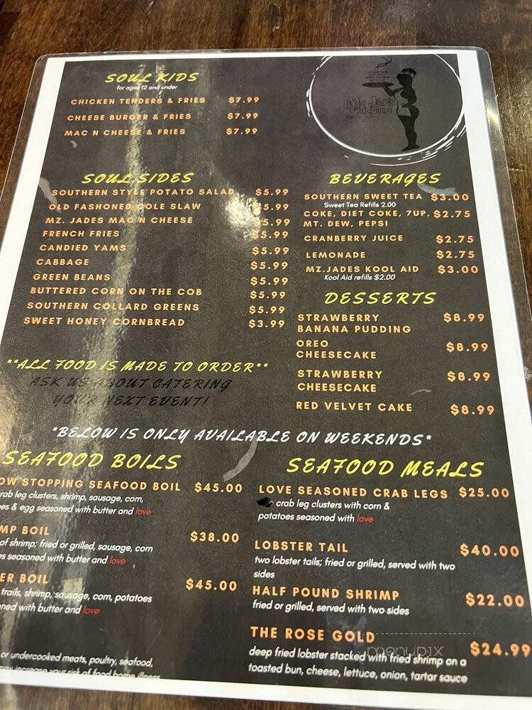 Mz Jade's Soul Food - Middletown, OH menu_pic