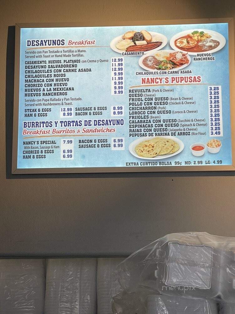 Nancys Pupuseria - Buena Park, CA menu_pic