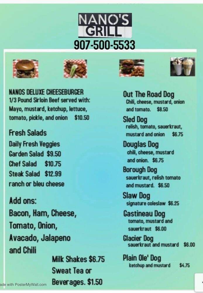Nano's Grill - Juneau, AK menu_pic