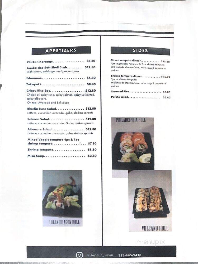 Naomi's Sushi - Los Angeles, CA menu_pic