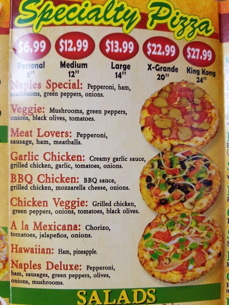 Naples Pizza & Pasta - Orange, CA menu_pic