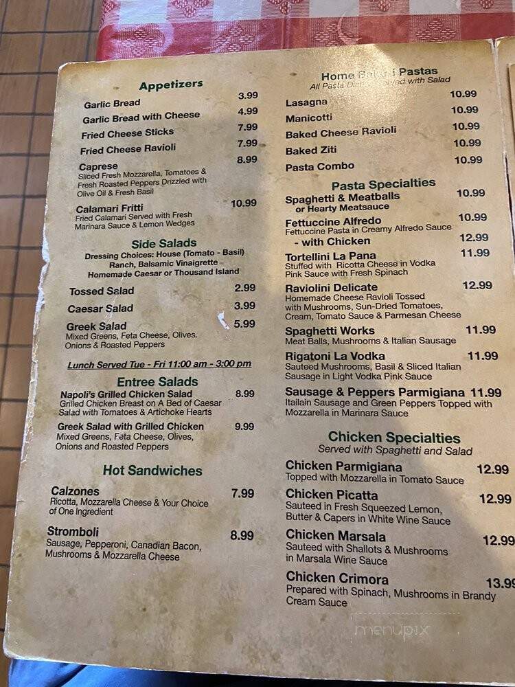 Napoli's Italian Bistro - Okmulgee, OK menu_pic