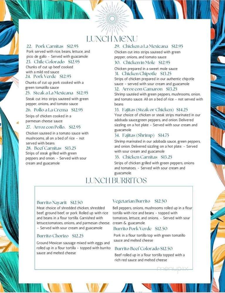 Nayarit Mexican Restaurant - Pullman, WA menu_pic