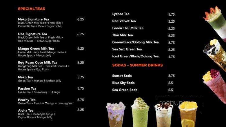 Neko Tea House - Westminster, CA menu_pic
