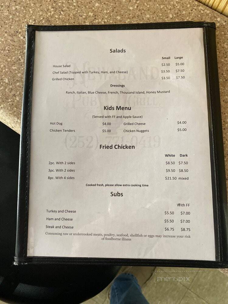 Newland Pub and Grill - Elizabeth City, NC menu_pic