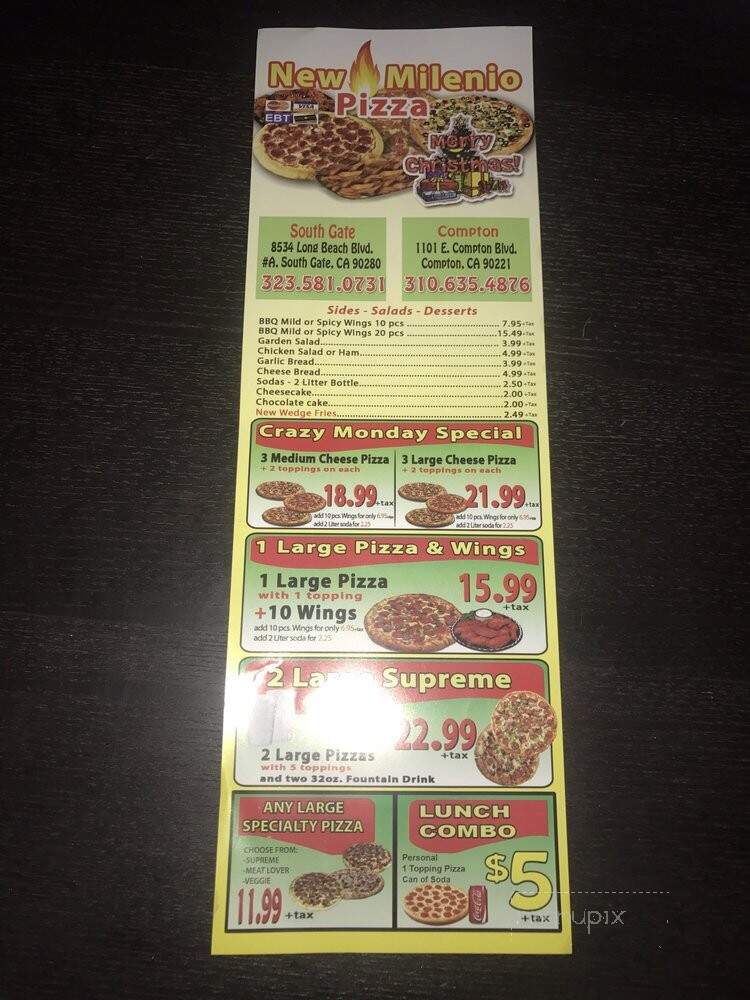 New Millenium Pizza - South Gate, CA menu_pic