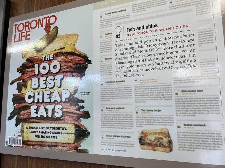 New Toronto Fish & Chips - Toronto, ON menu_pic