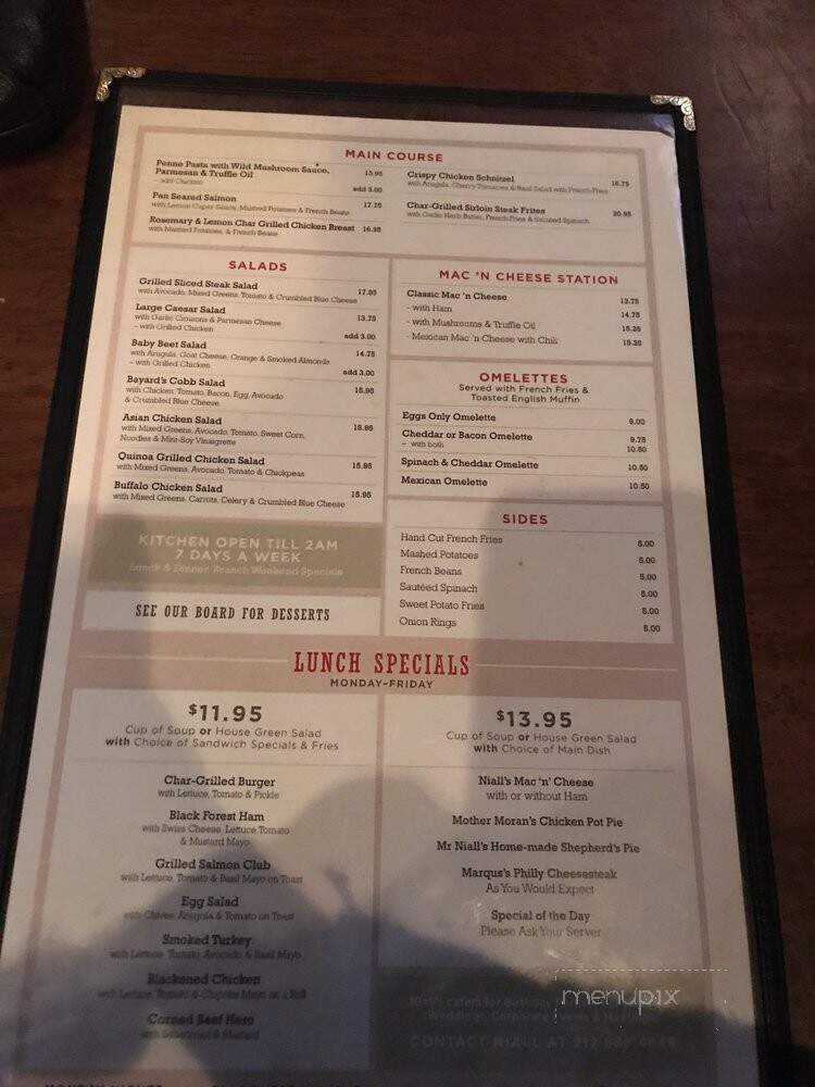 Nialls - New York, NY menu_pic