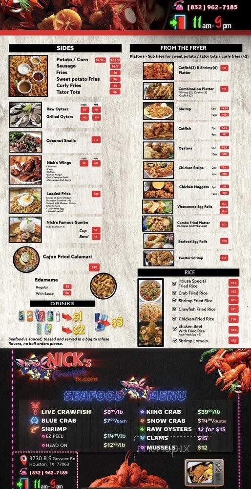 Nick's Crawfish - Houston, TX menu_pic
