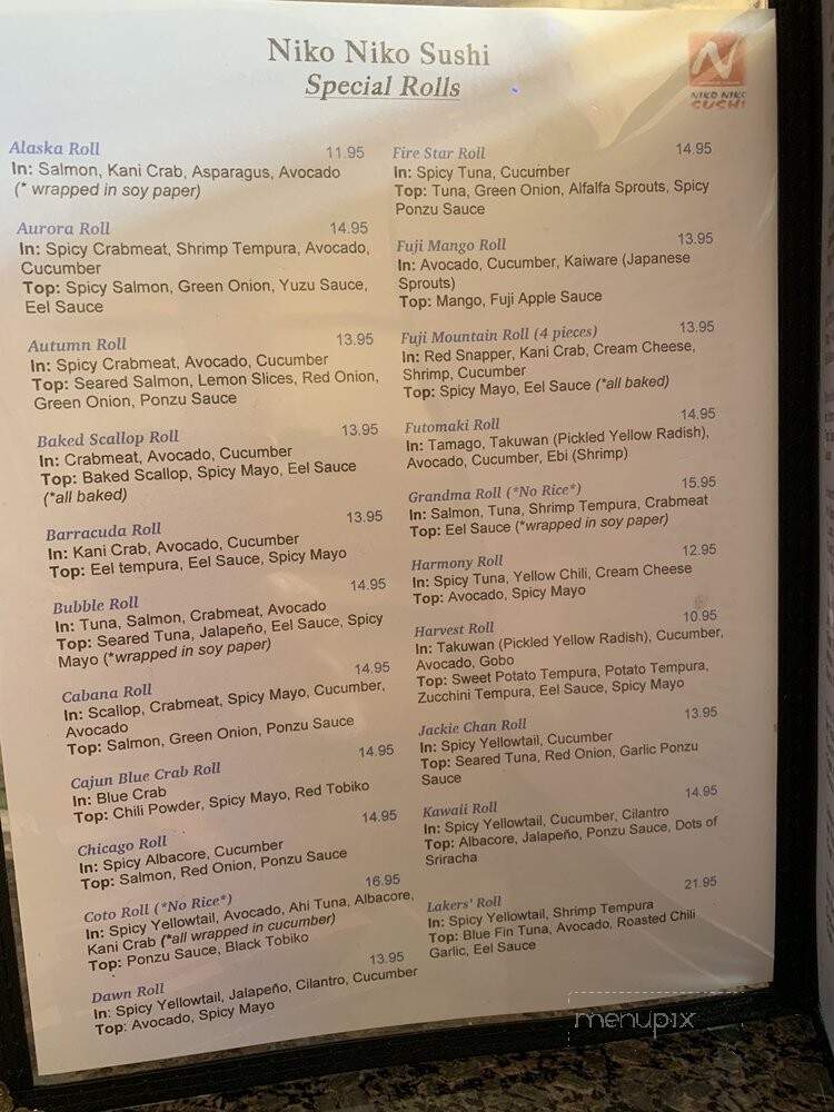 Niko Niko Sushi - Rancho Santa Margarita, CA menu_pic